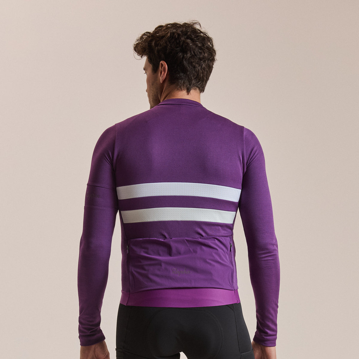 Men's Brevet Long Sleeve Merino Jersey III - Blackberry/White