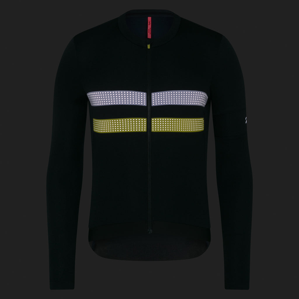 Men's Brevet Long Sleeve Merino Jersey III - Dark Forest/Chartreuse