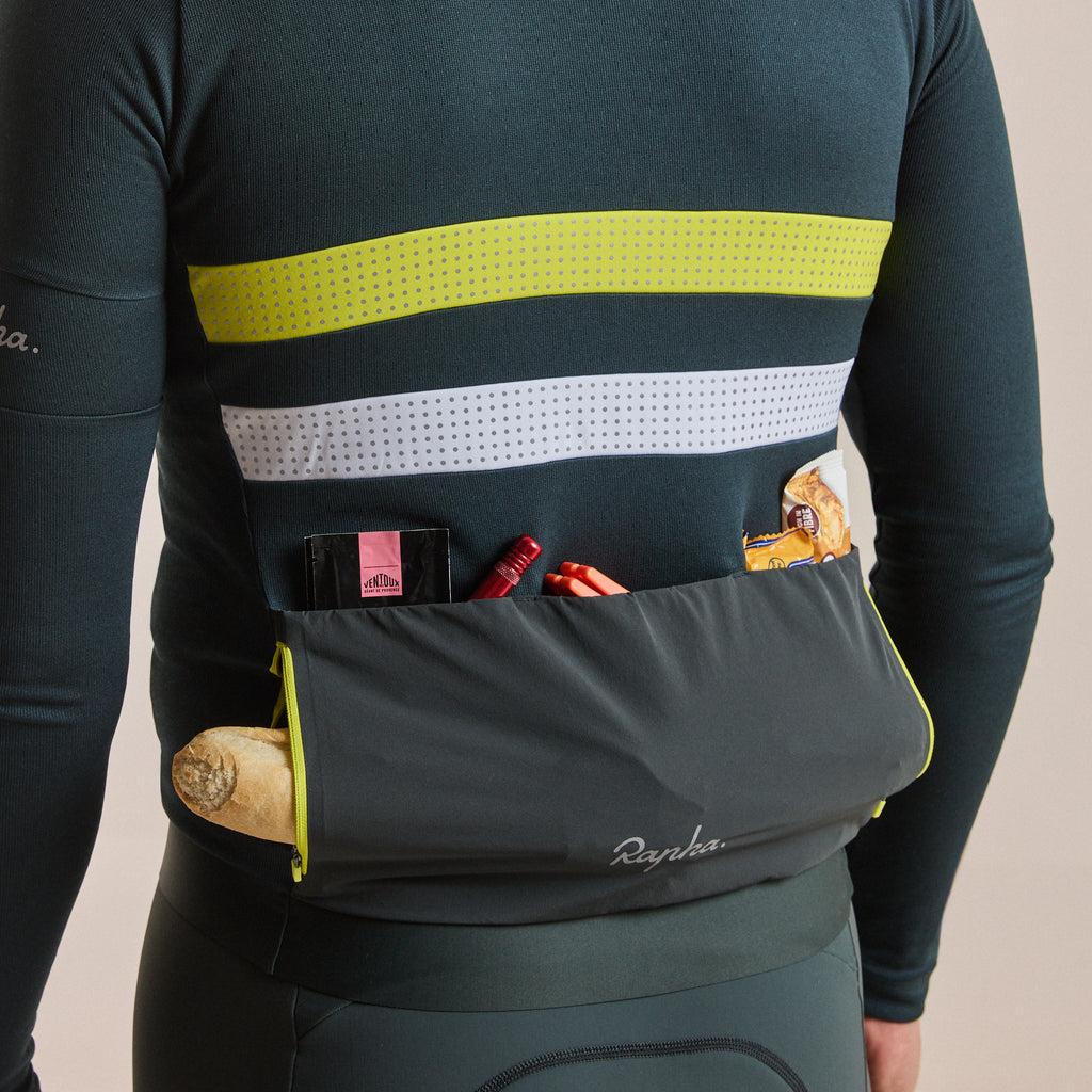 Men's Brevet Long Sleeve Merino Jersey III - Dark Forest/Chartreuse