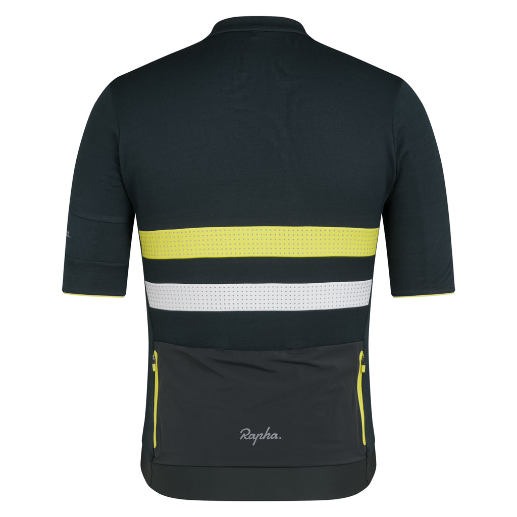 Men's Brevet Merino Jersey III - Dark Forest/Chartreuse