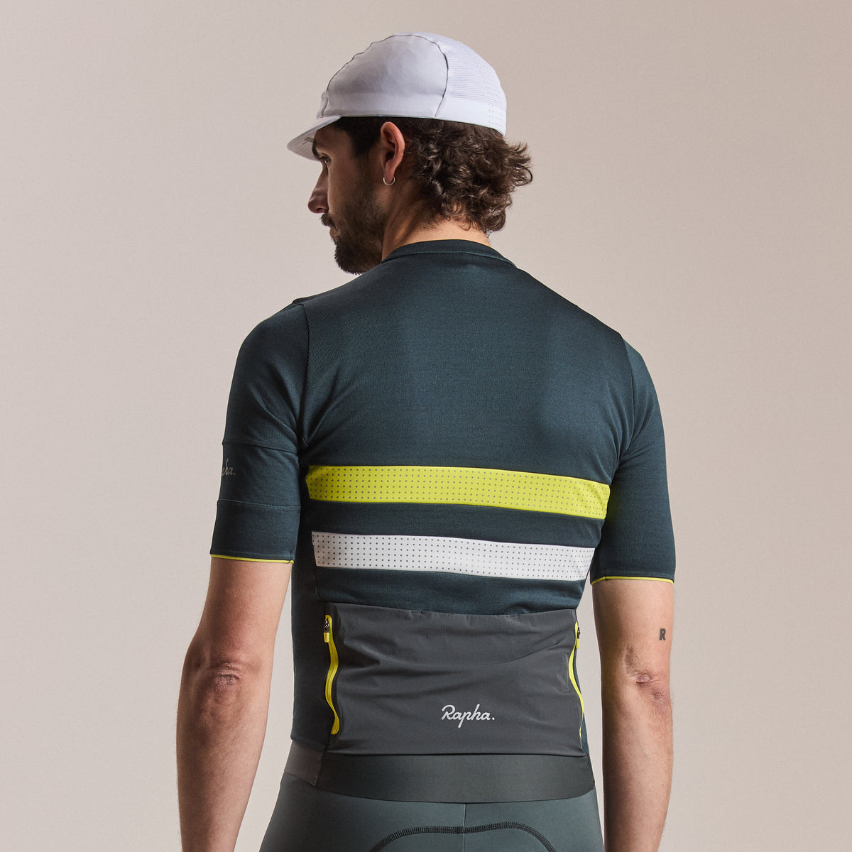 Men's Brevet Merino Jersey III - Dark Forest/Chartreuse