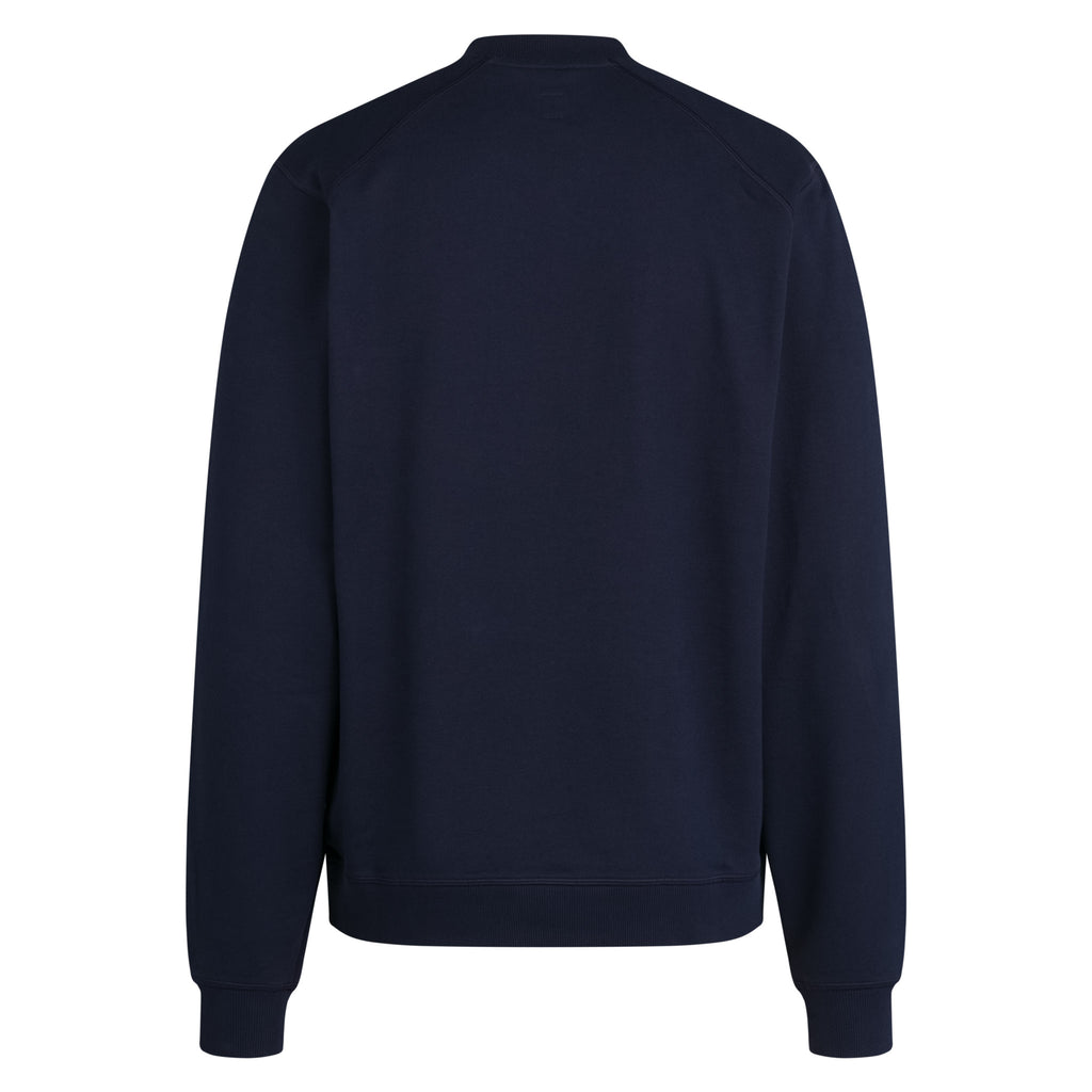Men's Cotton Sweatshirt - Large Logo - Dark Navy/Hi-Vis Pink