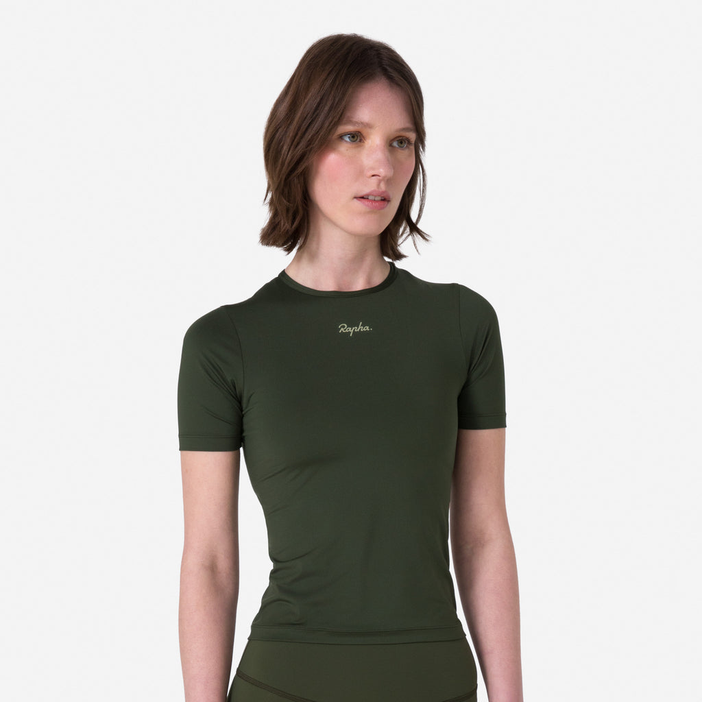 Women's Active T-shirt - Deep Olive Green/Olive Green