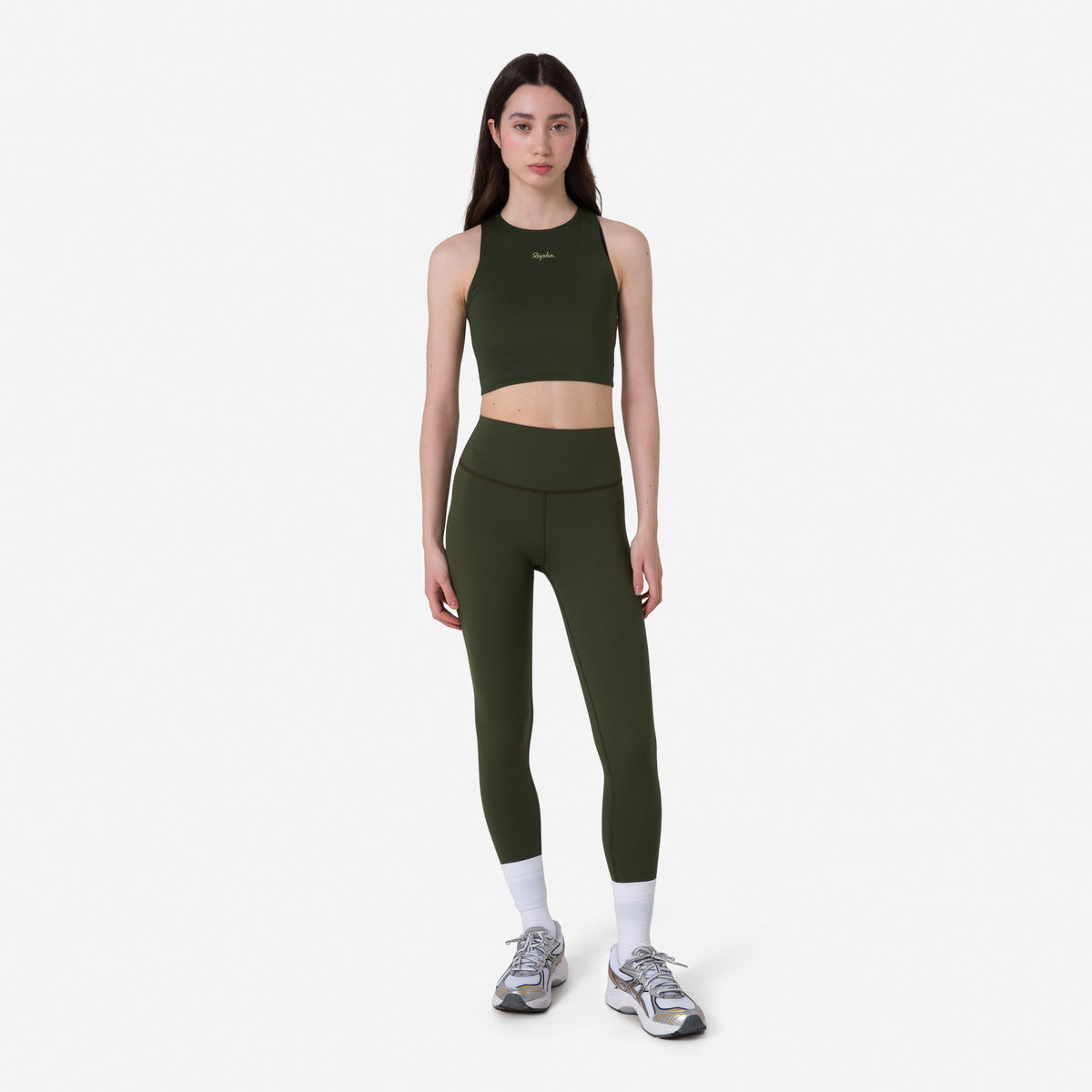 Women's Active Tights - Deep Olive Green/Olive Green