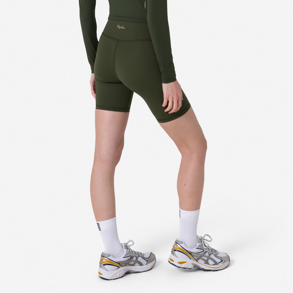 Women's Active Shorts - Deep Olive Green/Olive Green