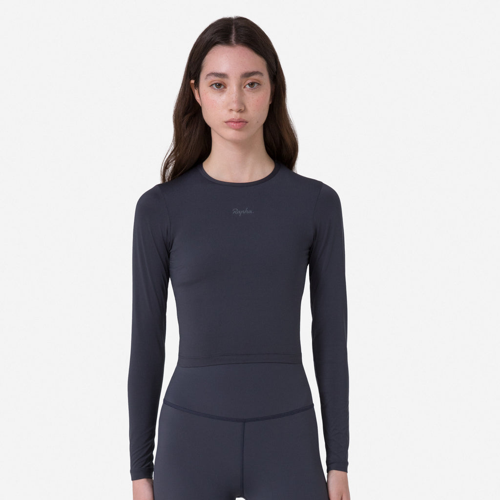 Women's Active Long Sleeve Top - Dark Grey / Dark Navy