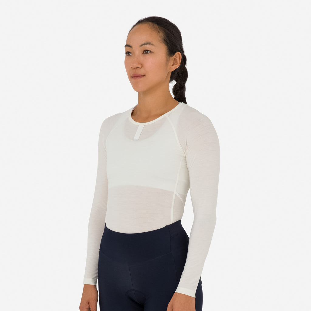 Women's Merino Base Layer - Long Sleeve - Cream/White