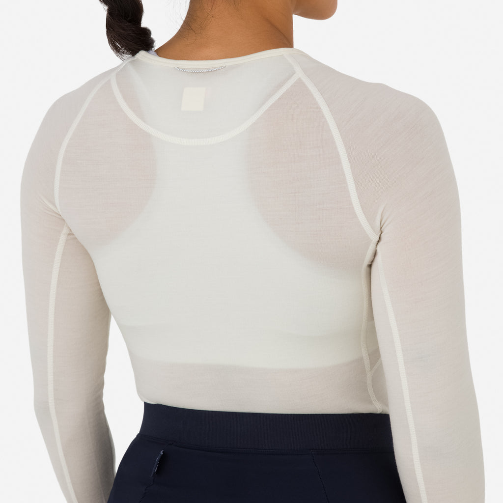 Women's Merino Base Layer - Long Sleeve - Cream/White
