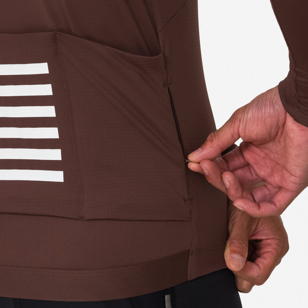 Men's Pro Team Long Sleeve Midweight Jersey - Walnut Brown/White