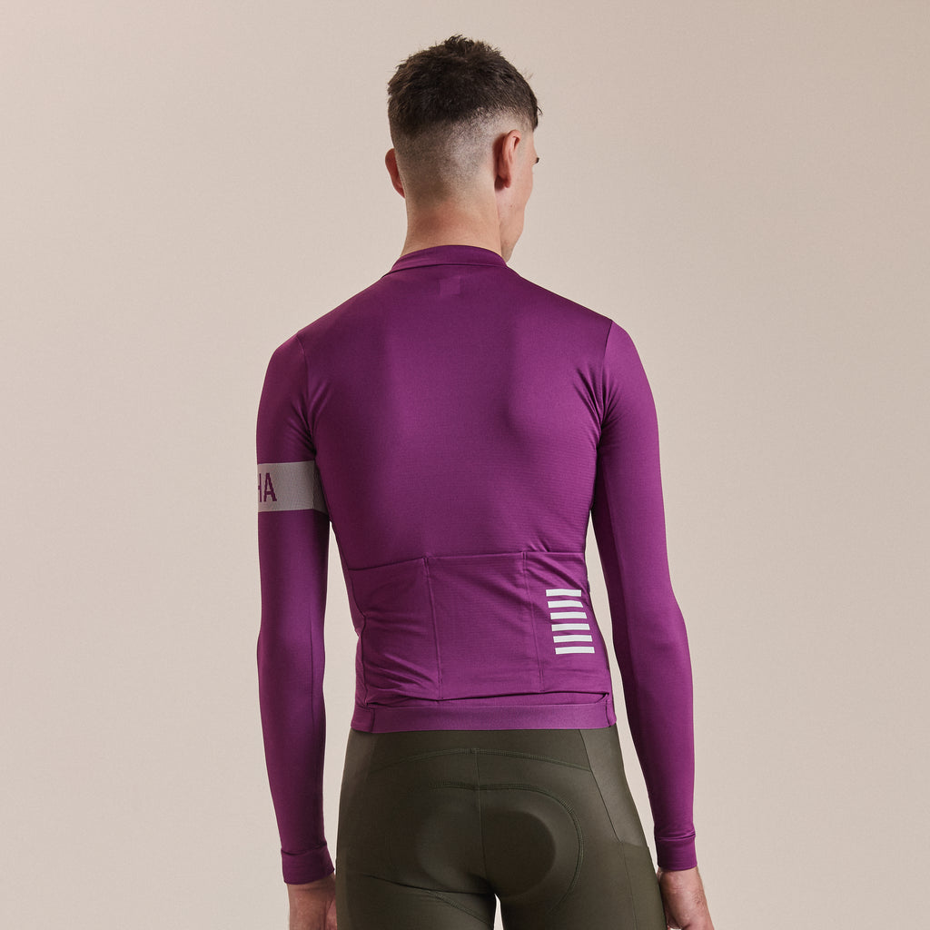 Men's Pro Team Long Sleeve Midweight Jersey II - Deep Magenta/White