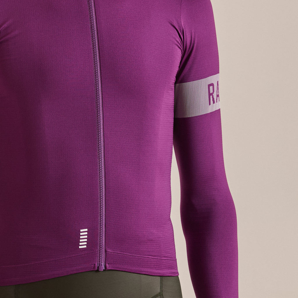 Men's Pro Team Long Sleeve Midweight Jersey II - Deep Magenta/White