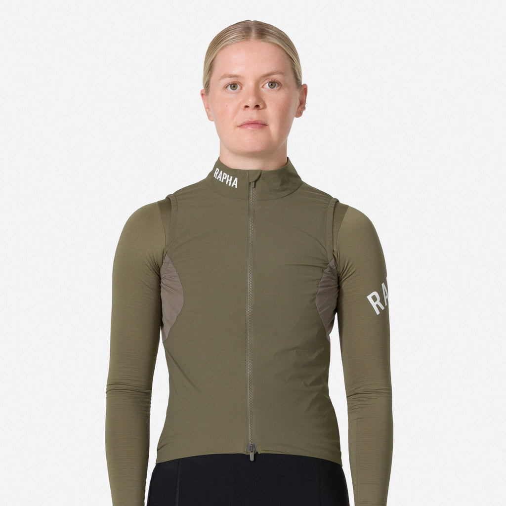 Women's Pro Team Insulated Gilet - Moss Green/White