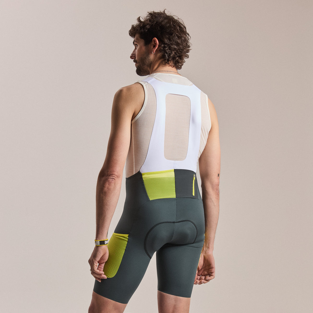 Men's Brevet Cargo Bib Shorts III - Dark Forest/White