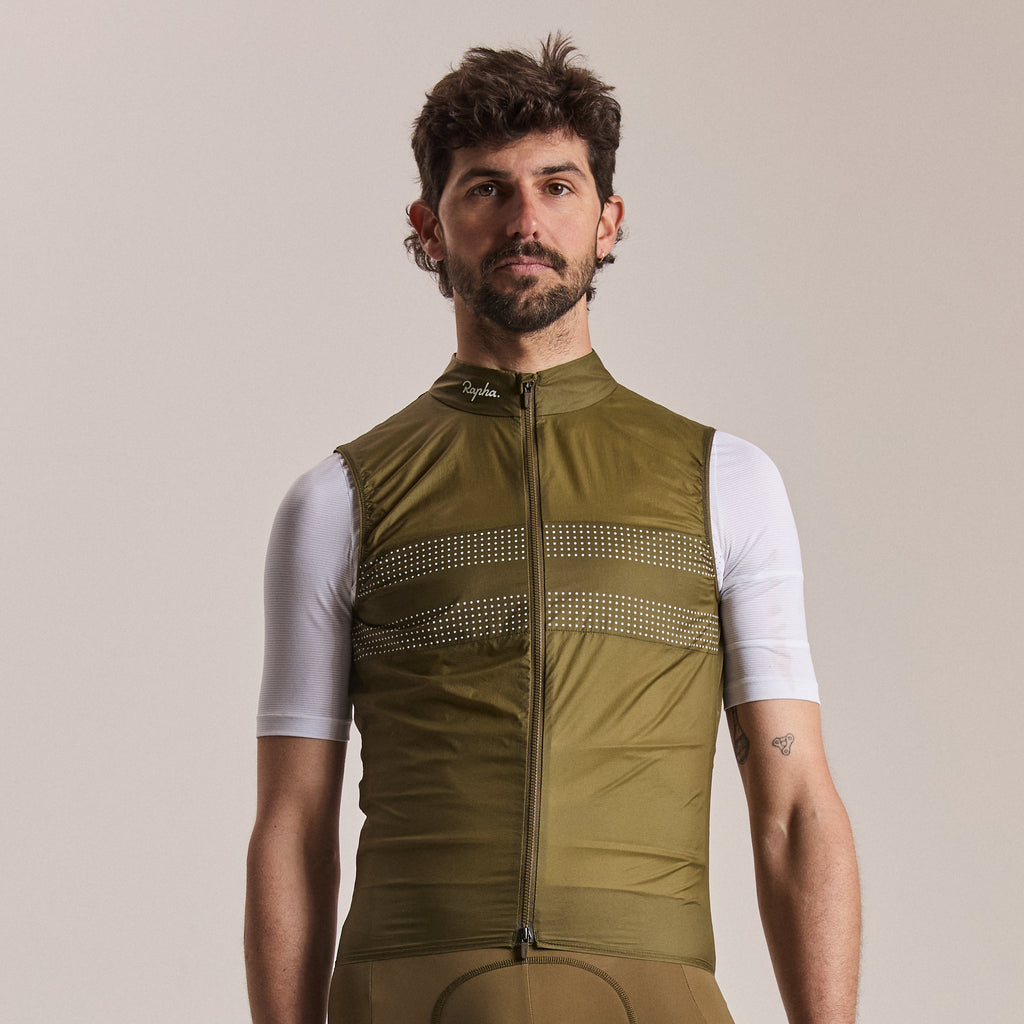 Men's Brevet Wind Gilet III - Dark Olive/White