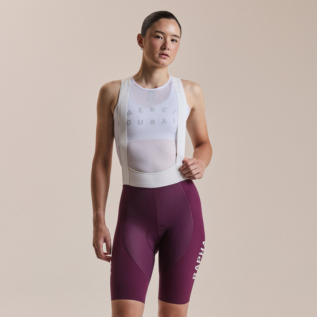 Women's Pro Team Bib Shorts III - Long - Plum/White