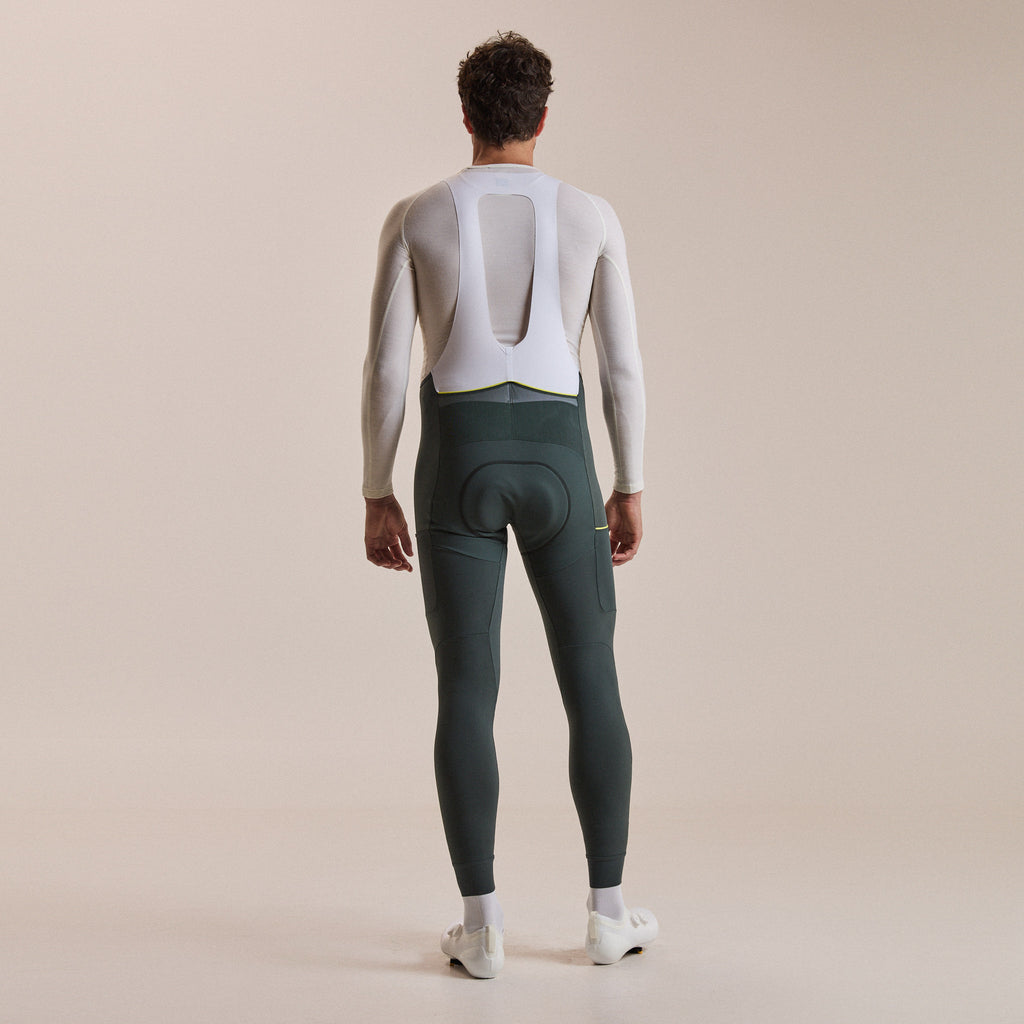 Men's Brevet Cargo Winter Tights - Dark Forest/Chartreuse