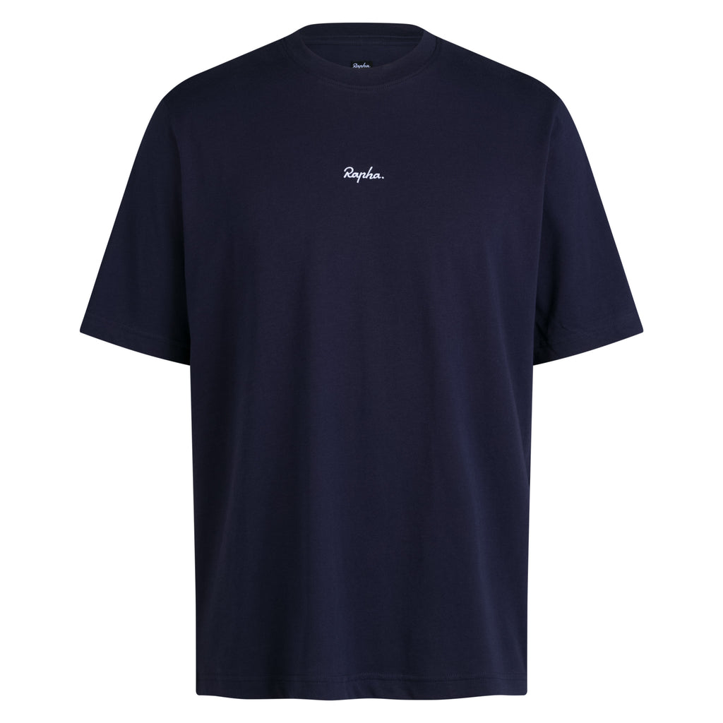 Men's Regular Cotton T-Shirt - Dark Navy/White