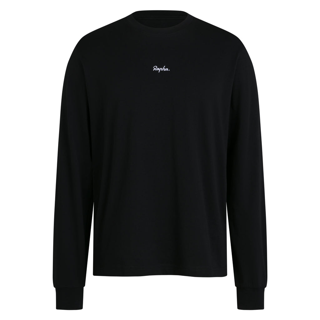 Men's Long Sleeve Cotton T-Shirt - Black/White