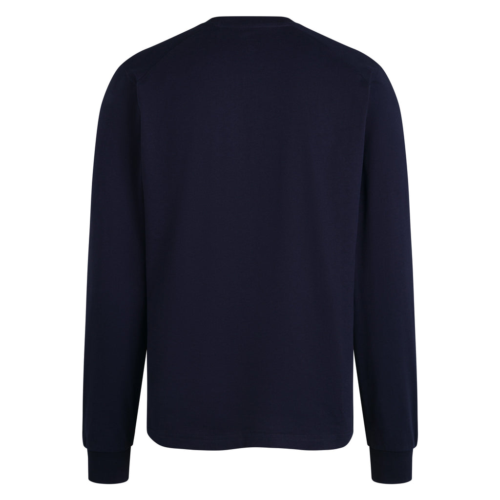 Men's Long Sleeve Cotton T-Shirt - Dark Navy/White