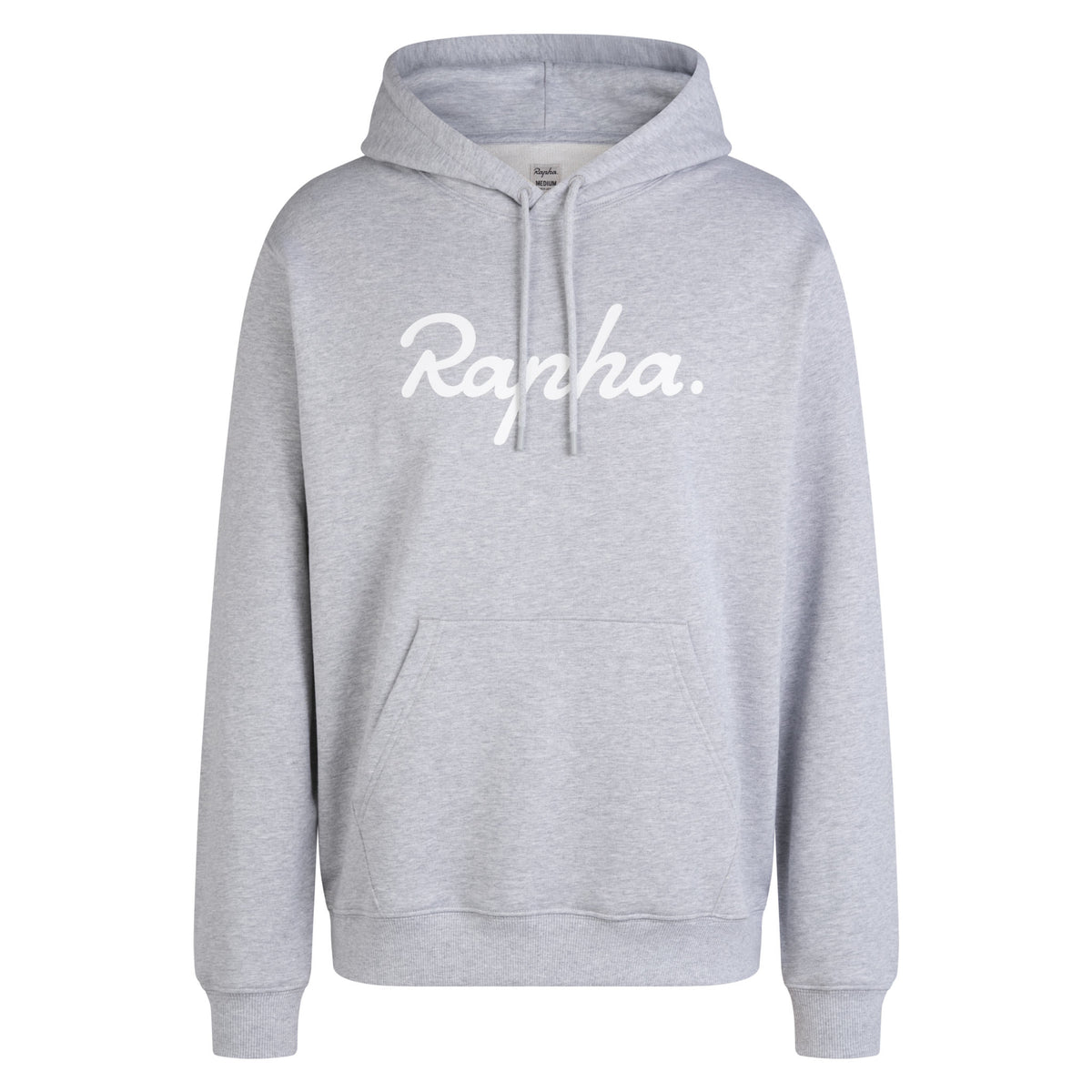 Men's Heavyweight Cotton Hoodie - Large Logo - Grey/White