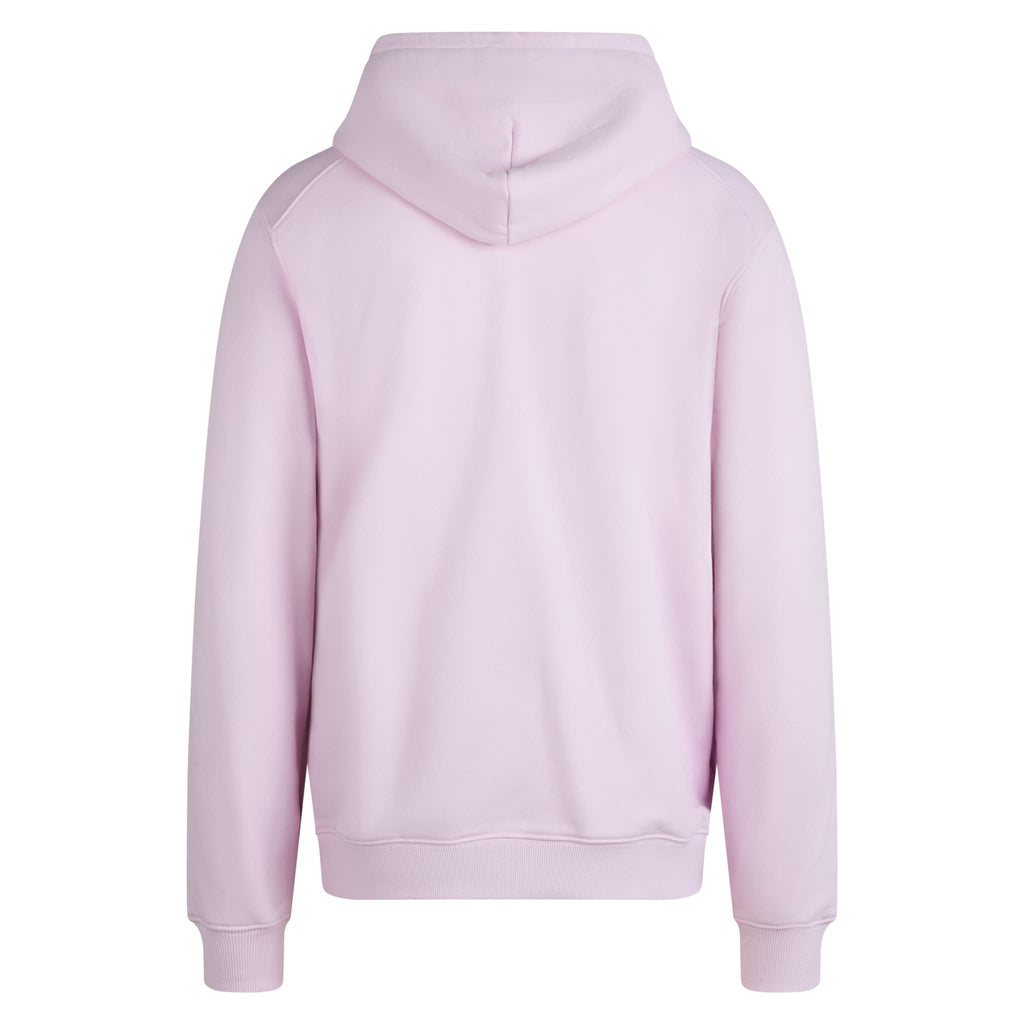 Men's Heavyweight Cotton Hoodie - Large Logo - Light Quartz/White