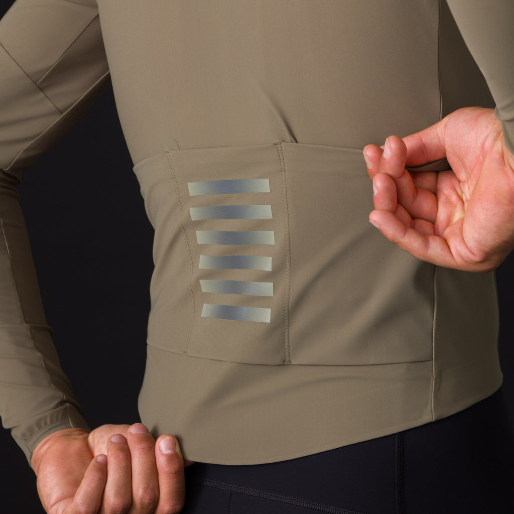 Men's Pro Team Long Sleeve Shadow Jersey - Moss Green/Khaki Reflective