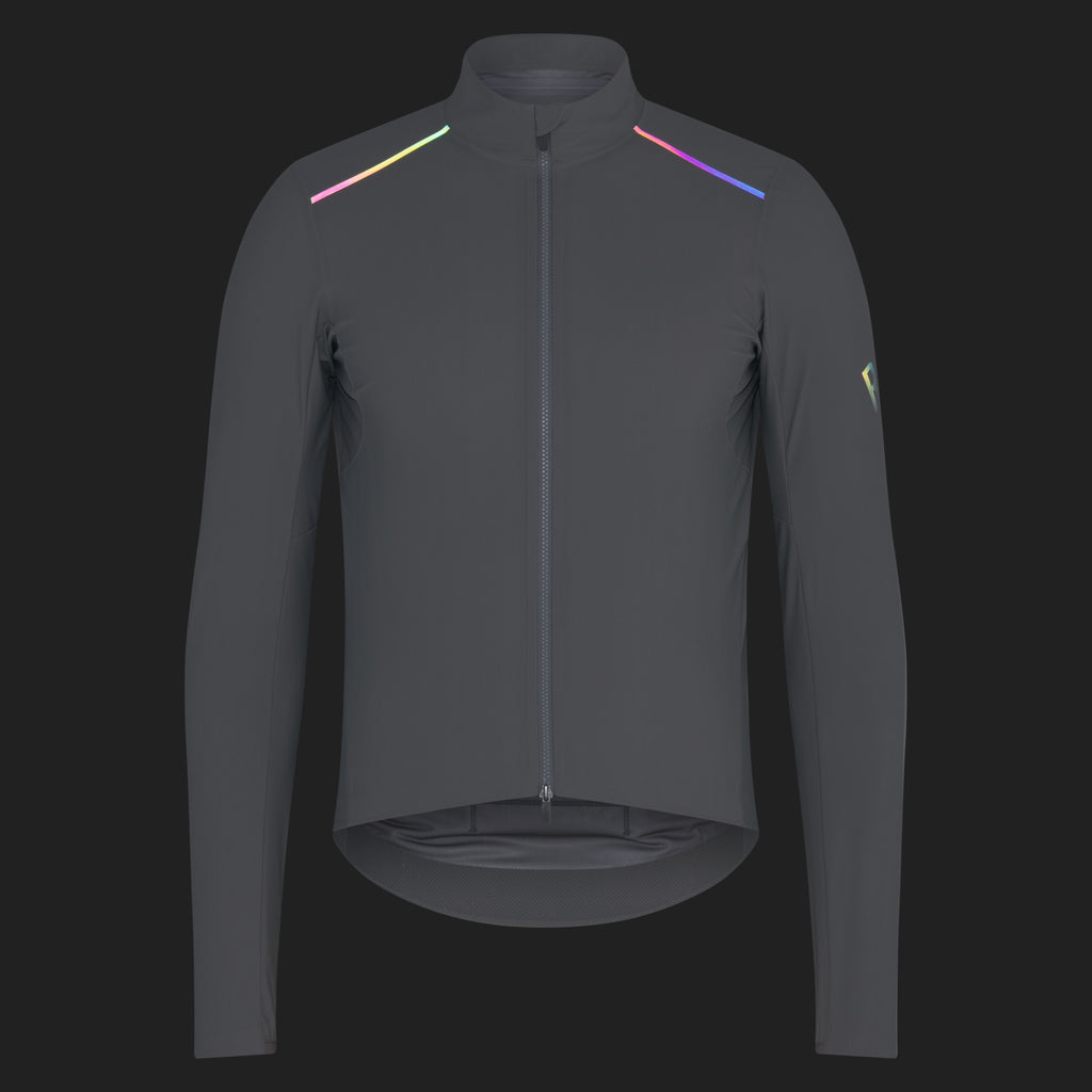 Men's Pro Team Long Sleeve Shadow Jersey - Smoky Silver/Rainbow Reflective