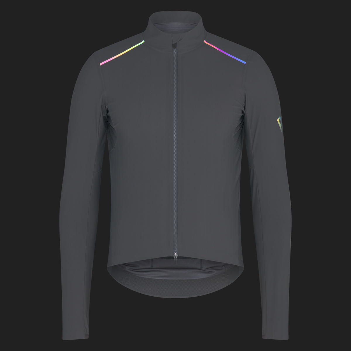 Men's Pro Team Long Sleeve Shadow Jersey - Smoky Silver/Rainbow Reflective