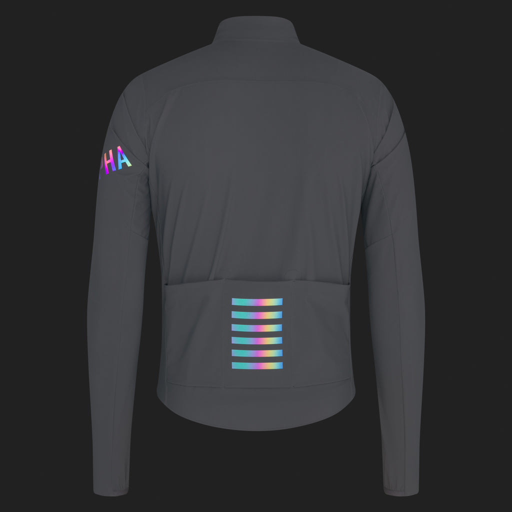 Men's Pro Team Long Sleeve Shadow Jersey - Smoky Silver/Rainbow Reflective