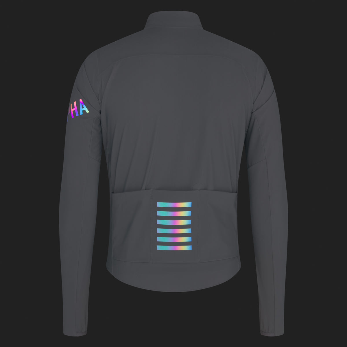 Men's Pro Team Long Sleeve Shadow Jersey - Smoky Silver/Rainbow Reflective