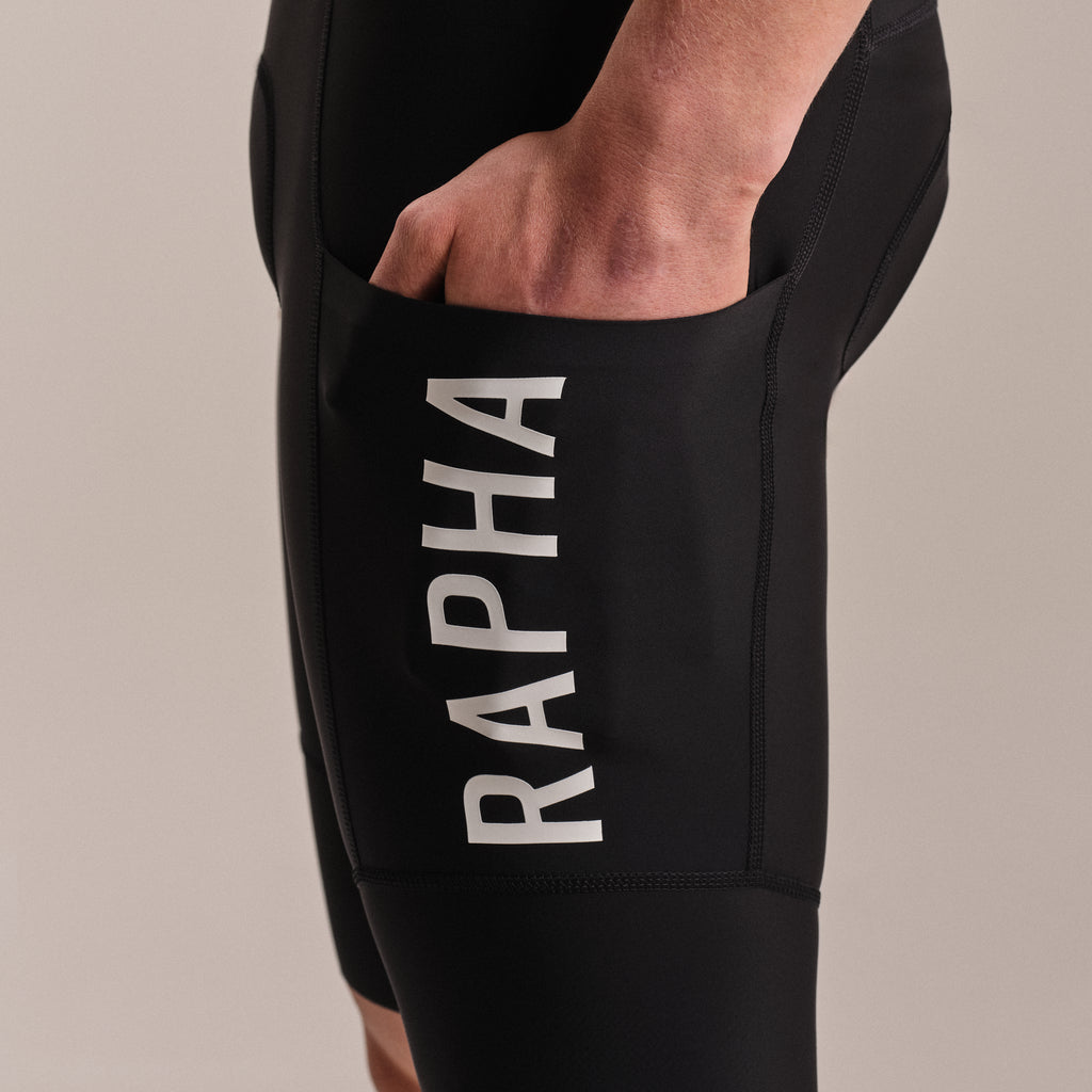 Men's Pro Team Cargo Bib Shorts - Regular - Black/White