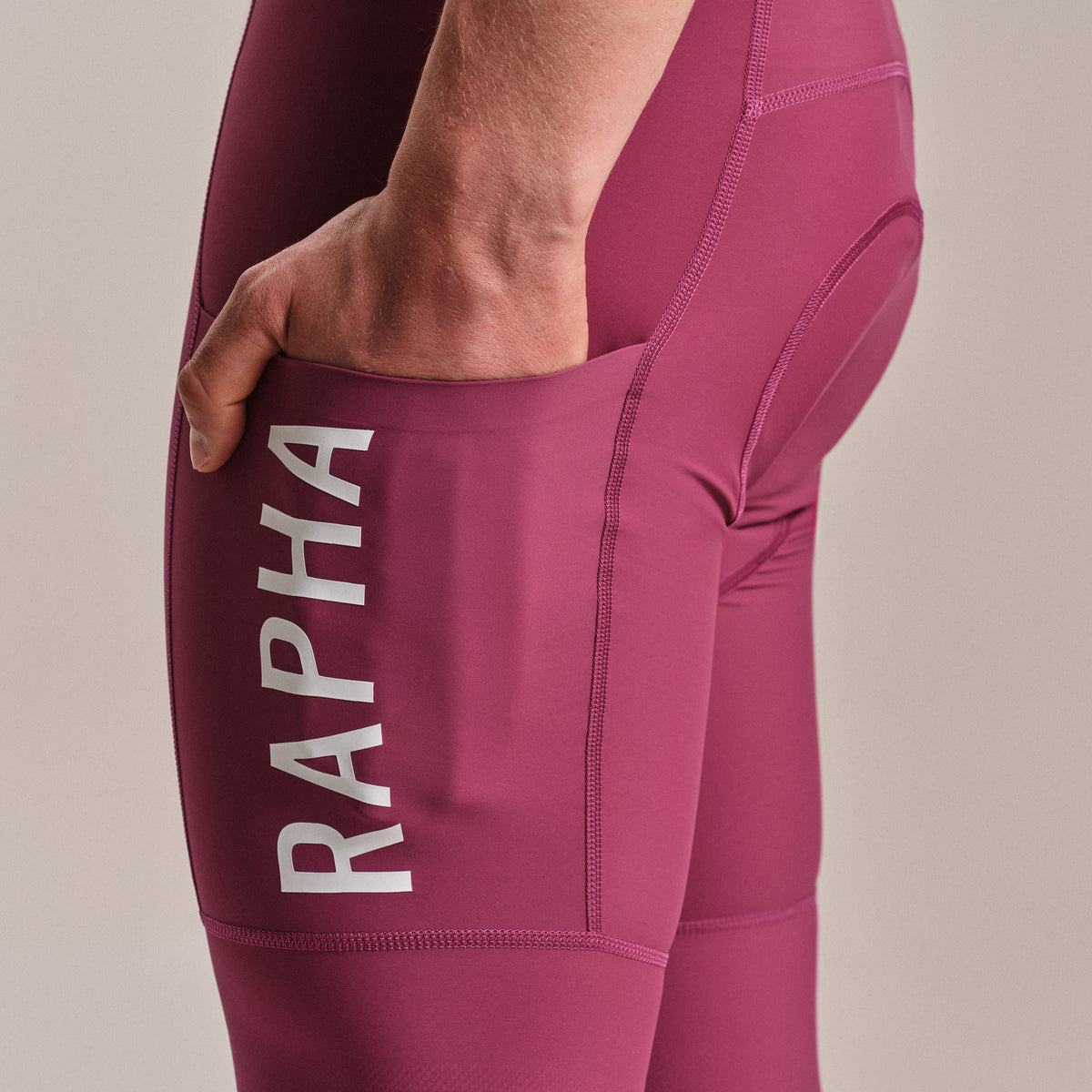 Men's Pro Team Cargo Bib Shorts - Regular - Raspberry/White