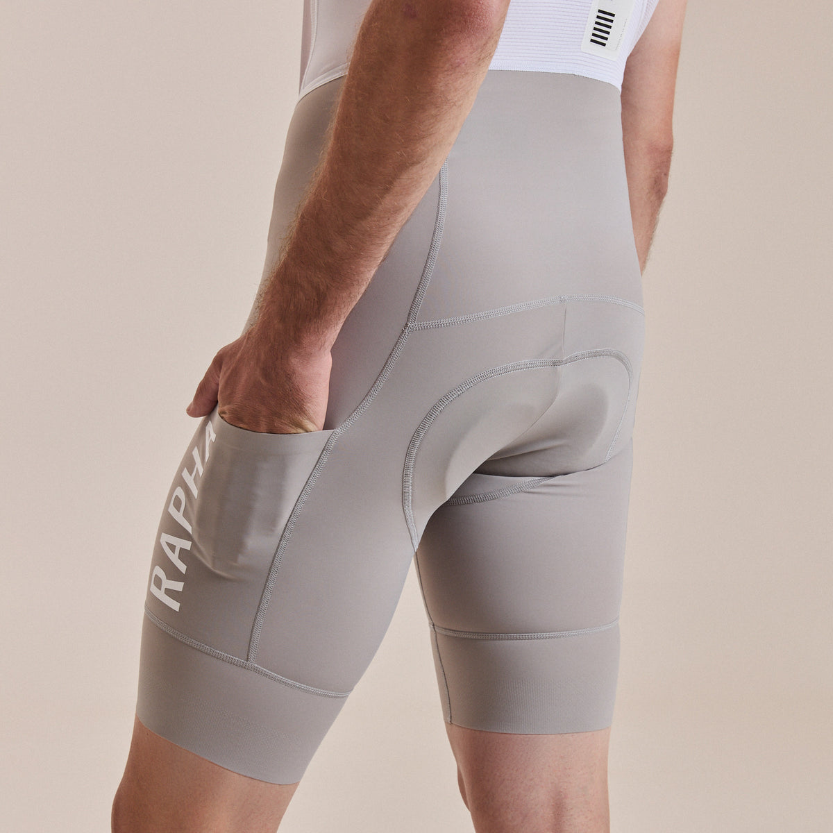 Men's Pro Team Cargo Bib Shorts - Regular - Smoky Silver/White