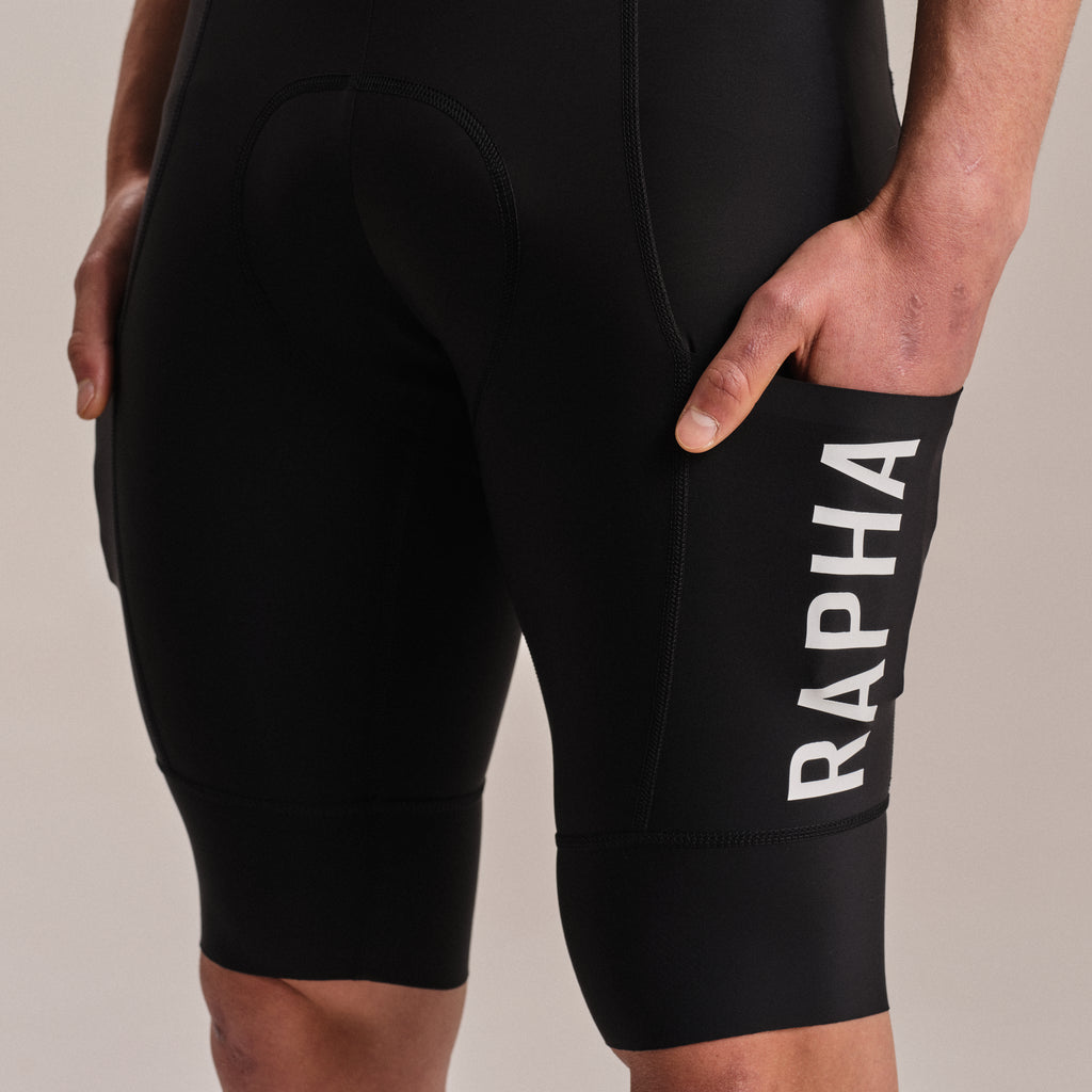 Men's Pro Team Cargo Bib Shorts - Long - Black/White