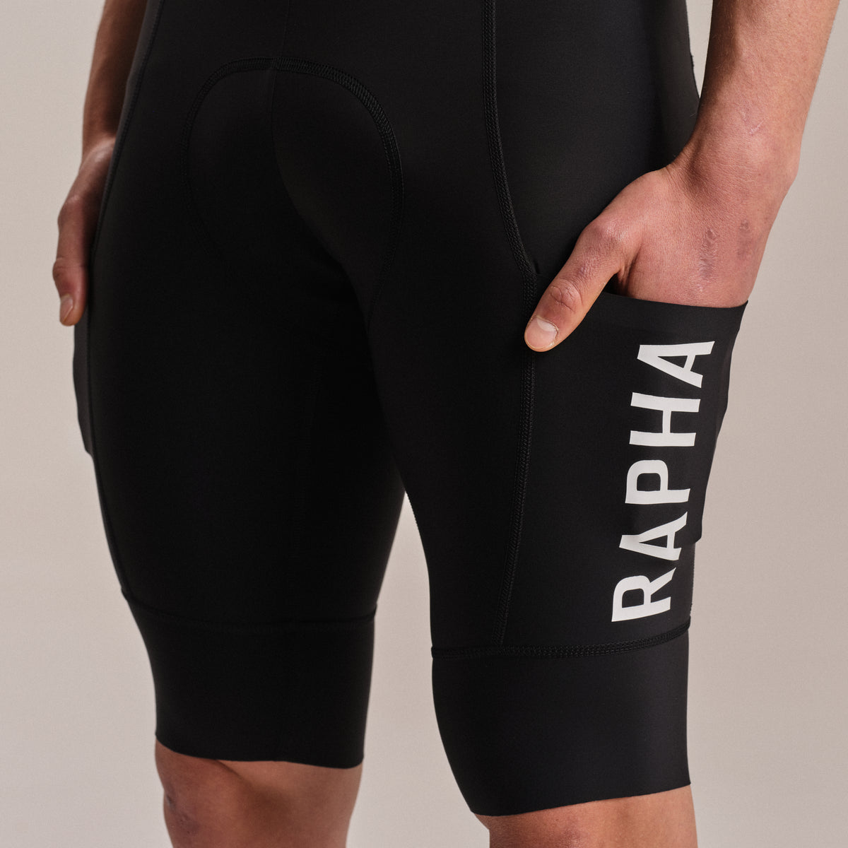 Men's Pro Team Cargo Bib Shorts - Long - Black/White