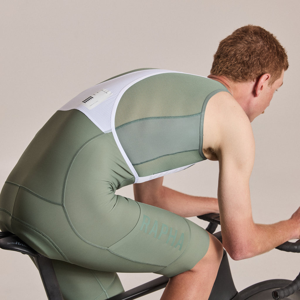 Men's Pro Team Cargo Bib Shorts - Long - Laurel/White