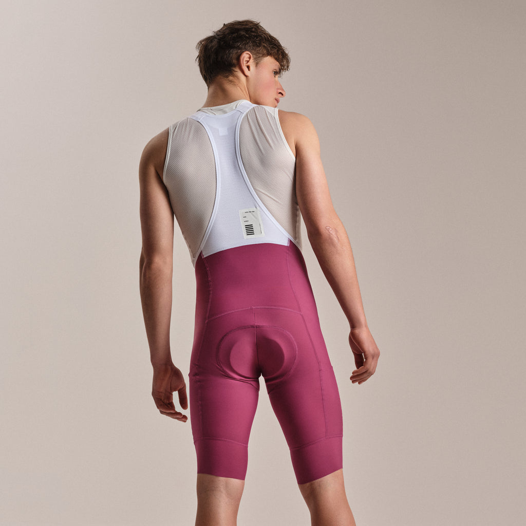 Men's Pro Team Cargo Bib Shorts - Long - Raspberry/White