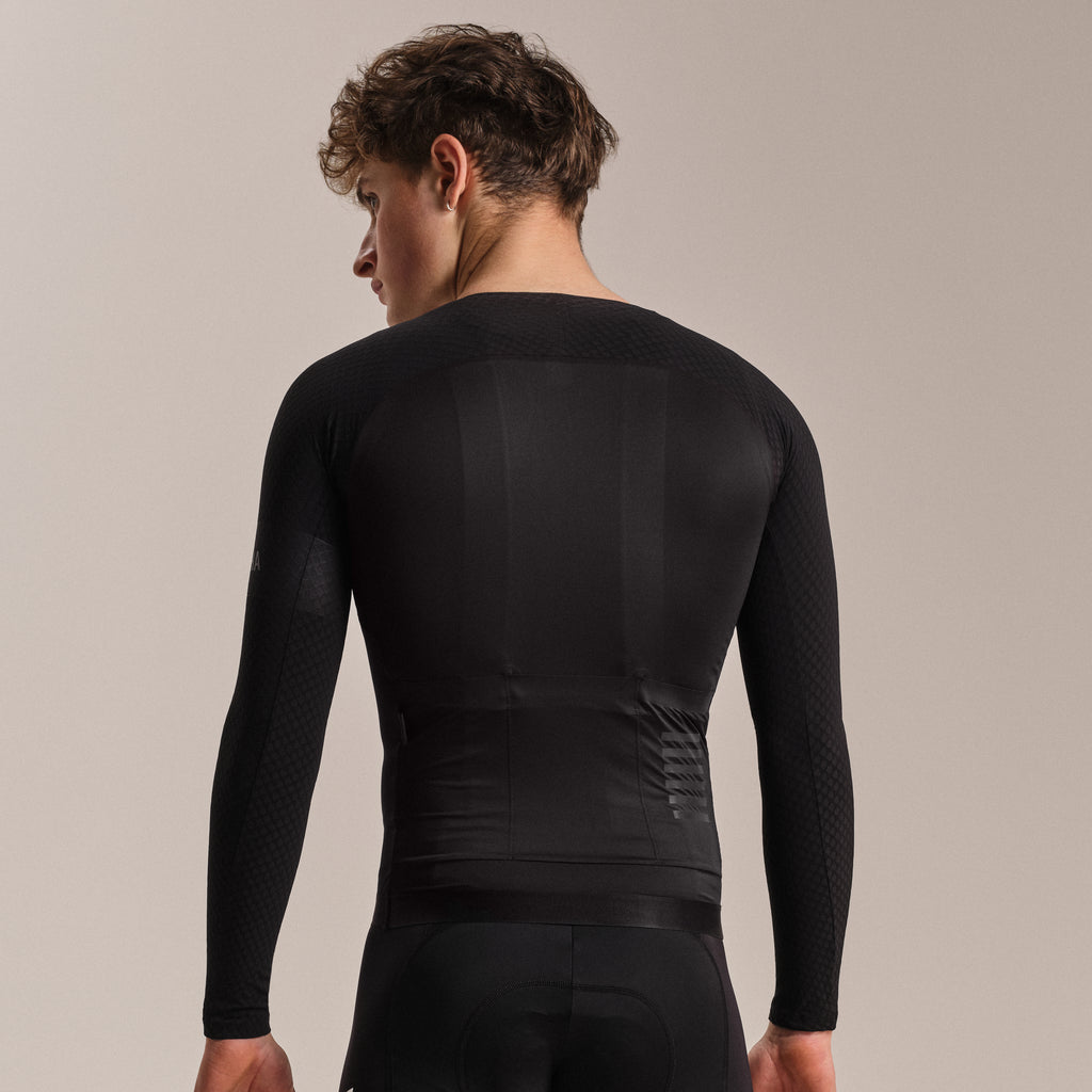 Men's Pro Team Long Sleeve Aero Jersey - Black/Black - Restock Coming Soon