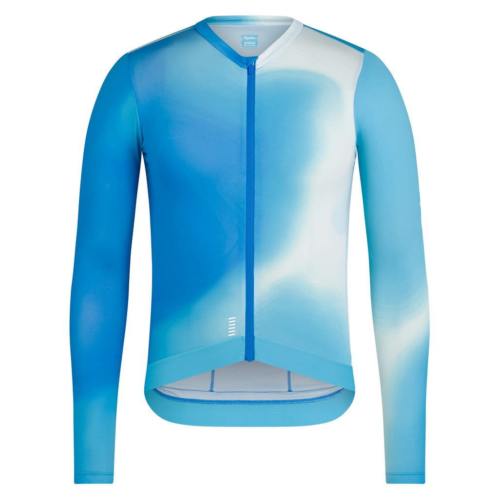 Men's Pro Team Long Sleeve Lightweight Jersey III - Surface Print - Turquoise