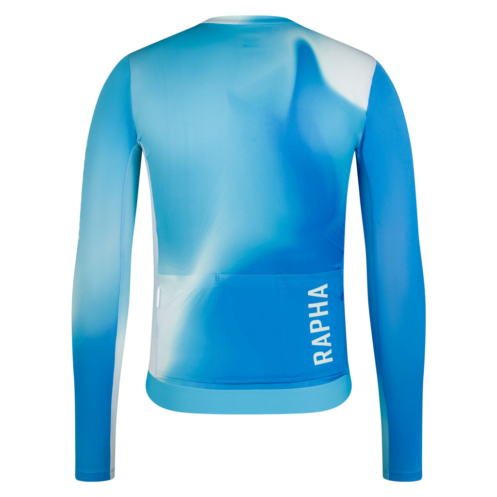 Men's Pro Team Long Sleeve Lightweight Jersey III - Surface Print - Turquoise