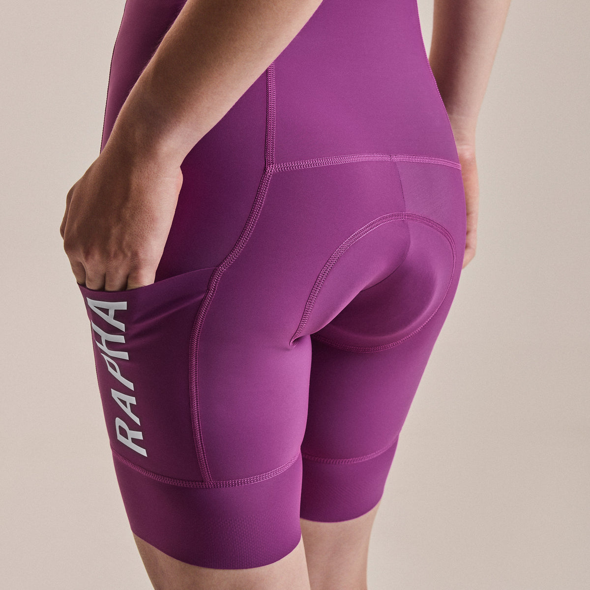 Women's Pro Team Cargo Bib Shorts - Regular - Deep Magenta/White