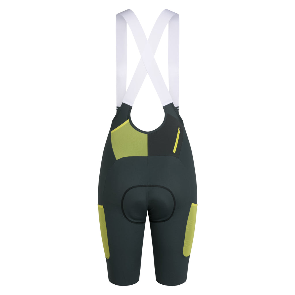 Women's Brevet Cargo Bib Shorts III - Dark Forest/White