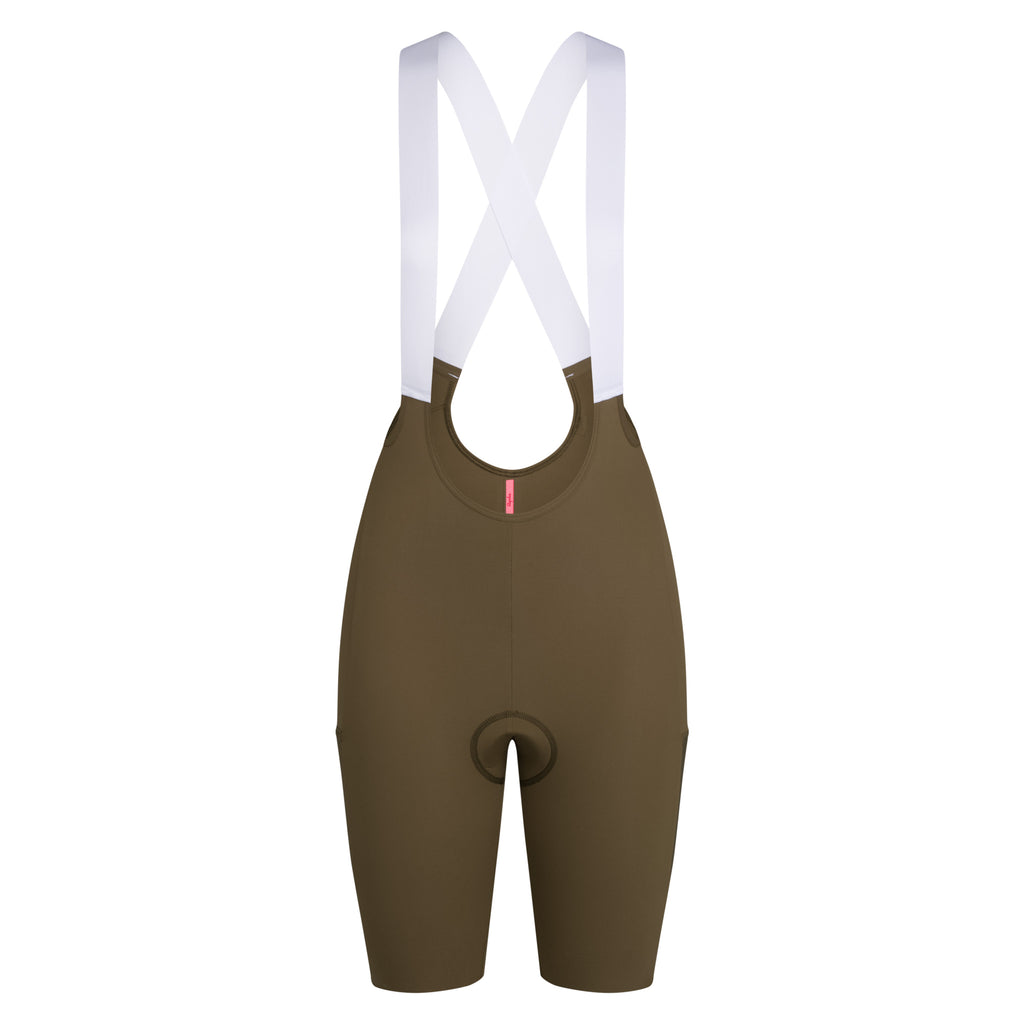 Women's Brevet Cargo Bib Shorts III - Dark Olive/White