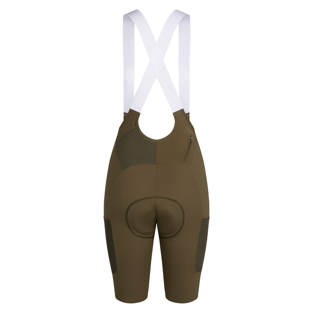 Women's Brevet Cargo Bib Shorts III - Dark Olive/White