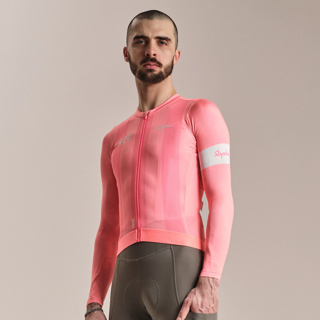 Men's RCC Pro Team Long Sleeve Lightweight Jersey - Light Pink/High-Vis Pink