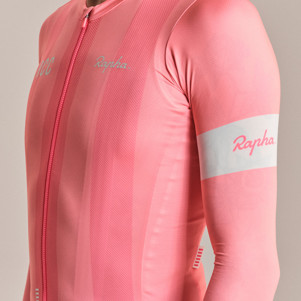 Men's RCC Pro Team Long Sleeve Lightweight Jersey - Light Pink/High-Vis Pink