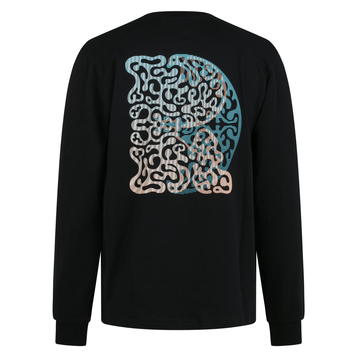 Long Sleeve T-Shirt - Reaction-diffusion - Black/Peach