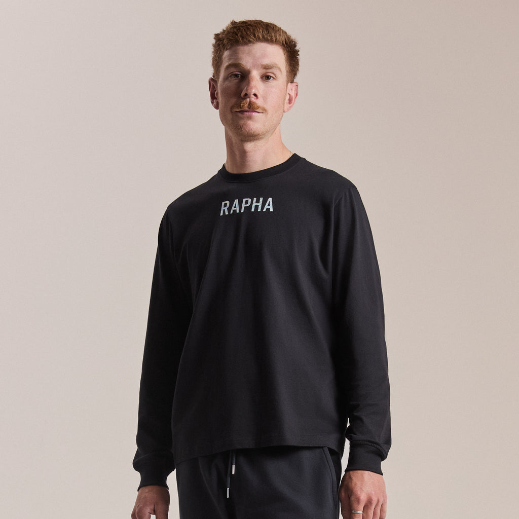 Long Sleeve T-Shirt - Reaction-diffusion - Black/Peach