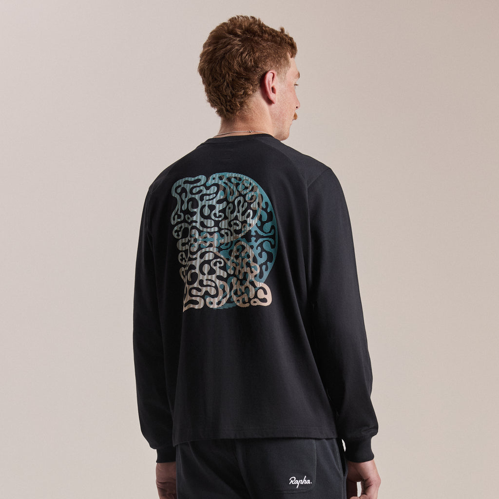 Long Sleeve T-Shirt - Reaction-diffusion - Black/Peach