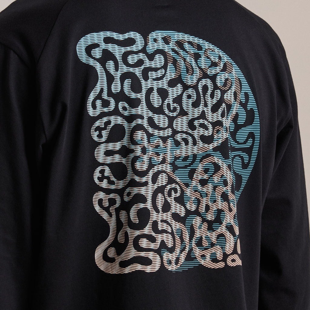 Long Sleeve T-Shirt - Reaction-diffusion - Black/Peach